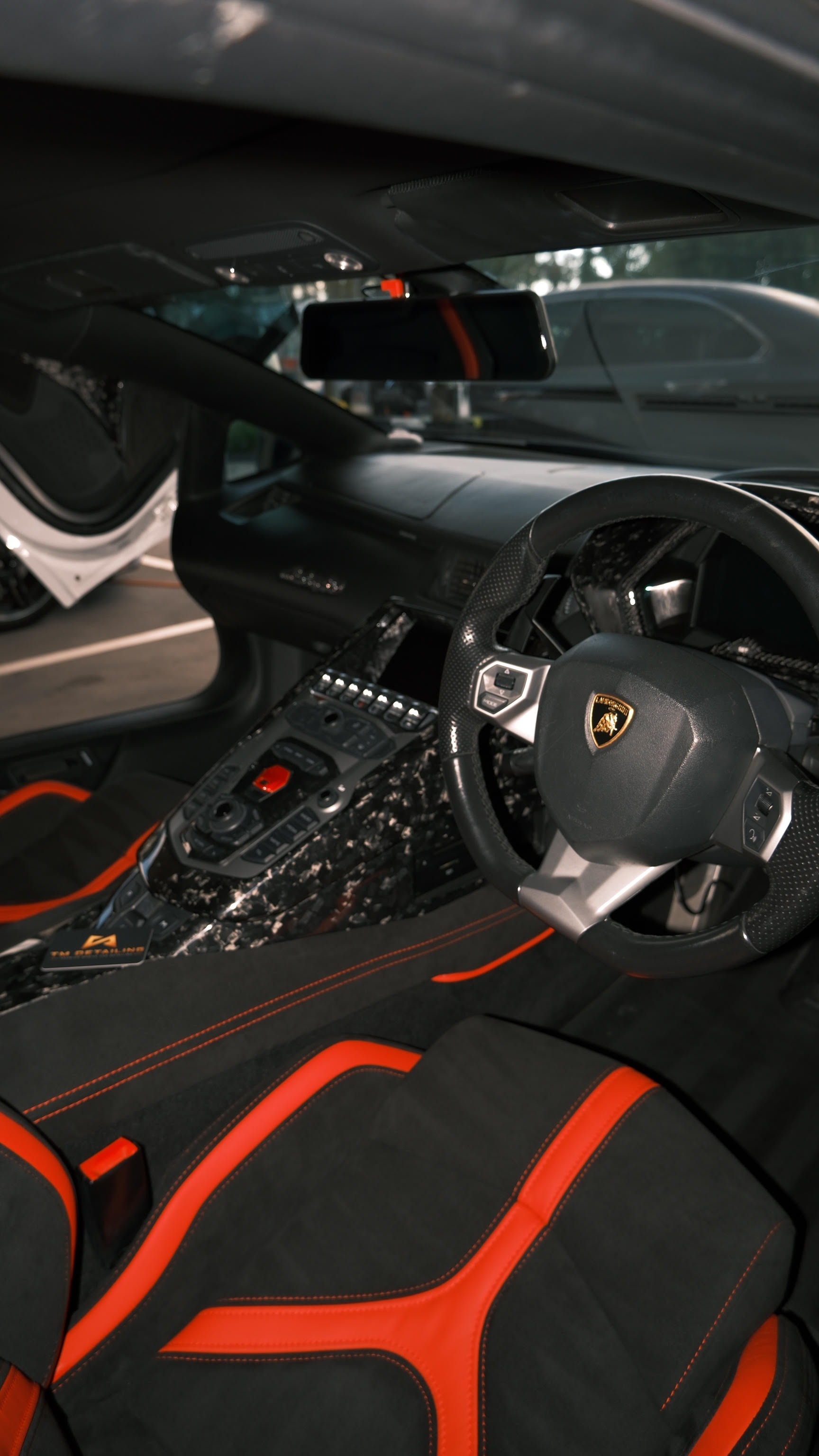 Lamborghini Aventador interior seat detailing